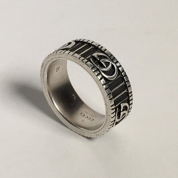 Authentic Gucci GG Marmont Sterling Silver Ring size 18 Unisex - Picture 7 of 8